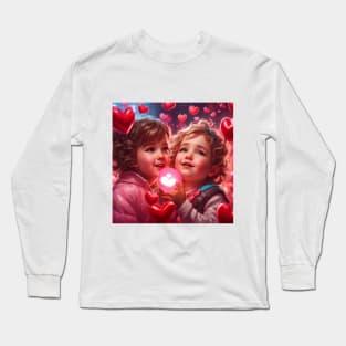 Toddlers celebrating Valentines day Long Sleeve T-Shirt
